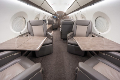 2018 Gulfstream G650ER: Forward Cabin Aft View w/Electric Tables Deployed